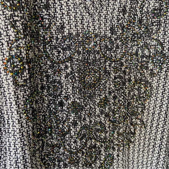 Layered Knit Sweater/TUNIC with Crystal Embellished Chest by VOCAL - Picture 6 of 9